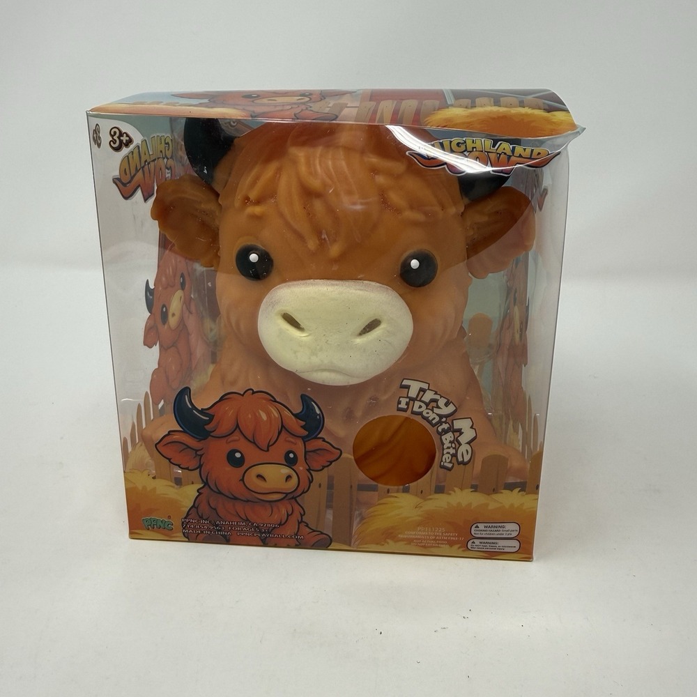 NEW RARE Viral Highland Cow Squishy New in Box Dark Orange Color